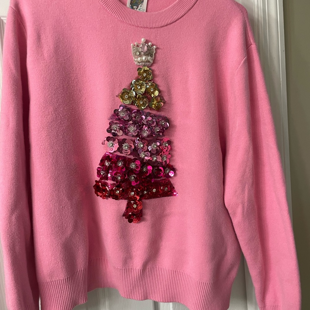 Queen of Sparkles Pink Sequin Embellished Sweater